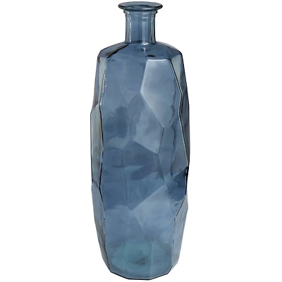 29" Blue Recycled Glass Tall Spanish Bottleneck Vase
