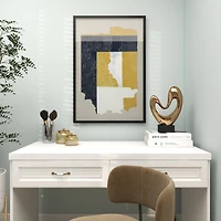 The Novogratz Neutral & Yellow Mixed Media Abstract Framed Canvas Wall Art