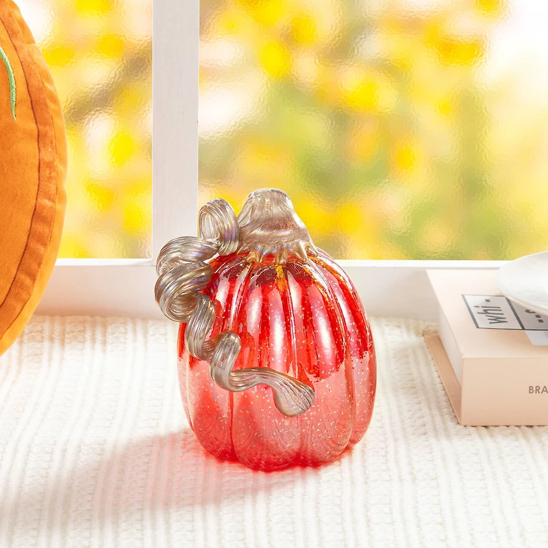 Glitzhome® Red Glitter Glass Gourd