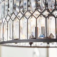 Black Iron Glam Drum Chandelier, 13" x 24" x 24"