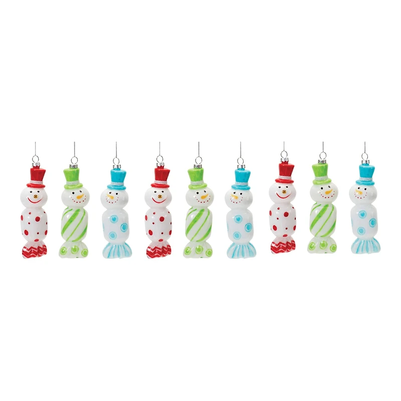 12ct. 6" Glass Snowman Candy Ornaments
