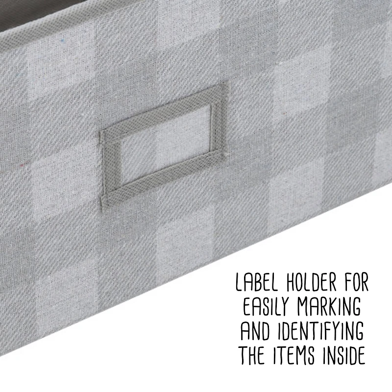 Honey Can Do Gray Plaid Large Collapsible Fabric Storage Bins With Handles Set, 3ct.