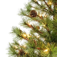 4ft. Pre-Lit Spruce Artificial Potted Christmas Tree in Rattan Base, Clear Lights
