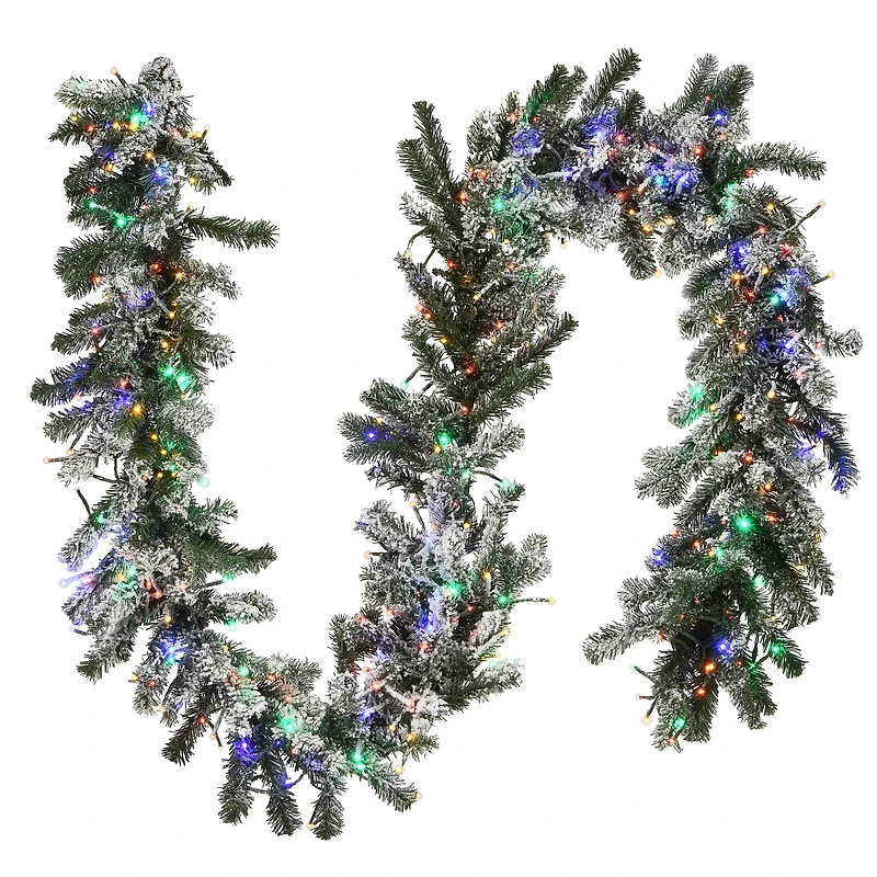 9ft. Pre-Lit LED Snowy Sheffield Spruce Garland