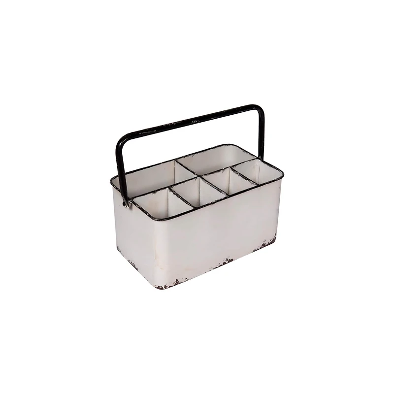 Hello Honey® Distressed White Metal Caddy With 6 Compartments