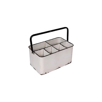 Hello Honey® Distressed White Metal Caddy With 6 Compartments