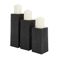 CosmoLiving by Cosmopolitan Black MDF Contemporary Candle Holder, 12" x 10" x 8"