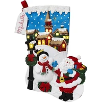 Bucilla Christmas Village With Lights Felt Stocking Kit