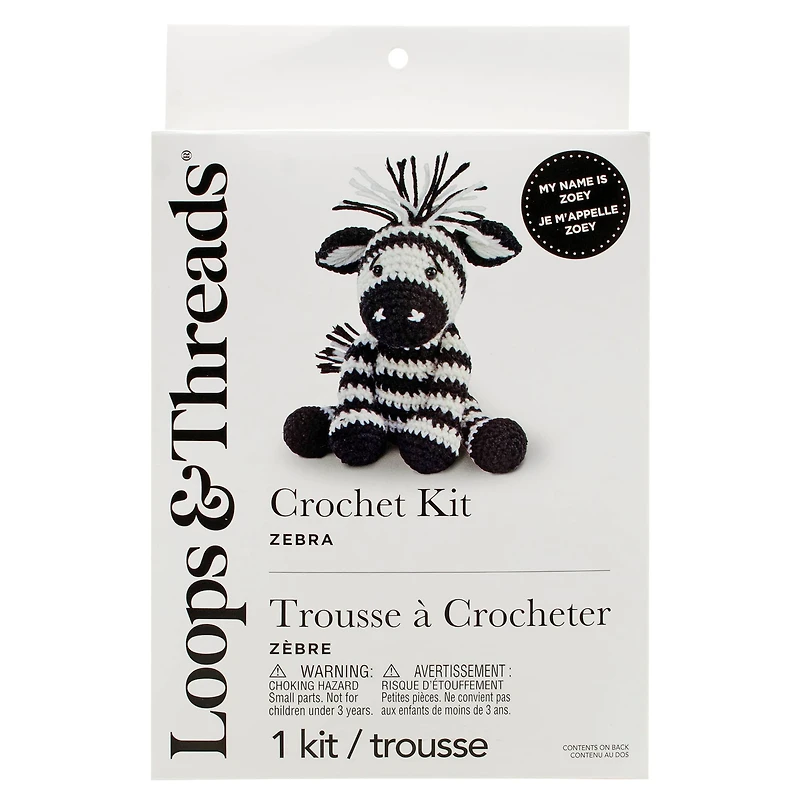 6 Pack: Intermediate Zebra Amigurumi Crochet Kit by Loops & Threads®