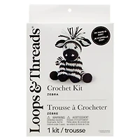 6 Pack: Intermediate Zebra Amigurumi Crochet Kit by Loops & Threads®