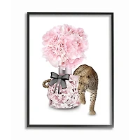 Stupell Industries Pink Fashion Floral Bouquet & Leopard Framed Wall Art