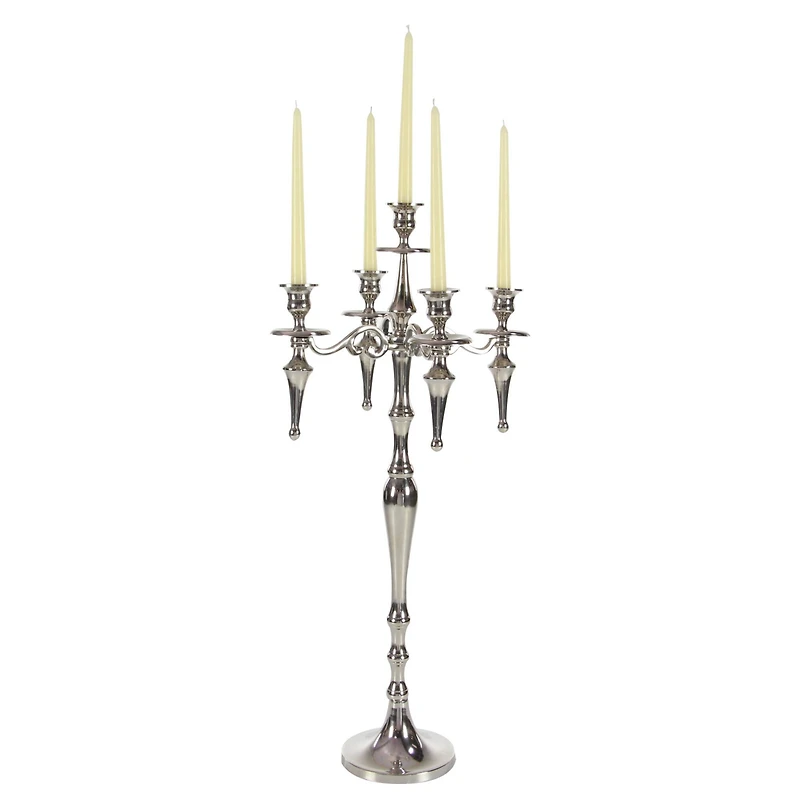 Silver Aluminum Traditional Candlestick Holders, 33x16x16"