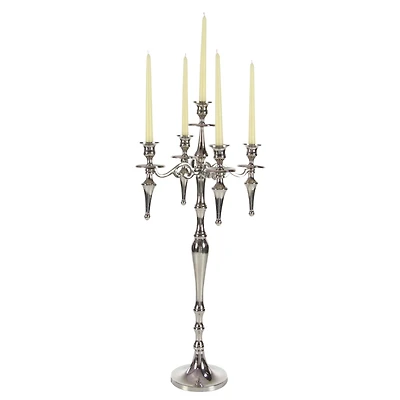 Silver Aluminum Traditional Candlestick Holders, 33x16x16"
