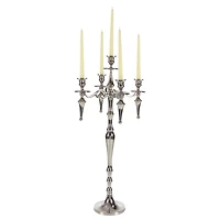 Silver Aluminum Traditional Candlestick Holders, 33x16x16"
