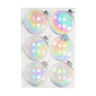 3.5" DIY Iridescent Plastic Ball Ornaments, 6ct. by Make Market®