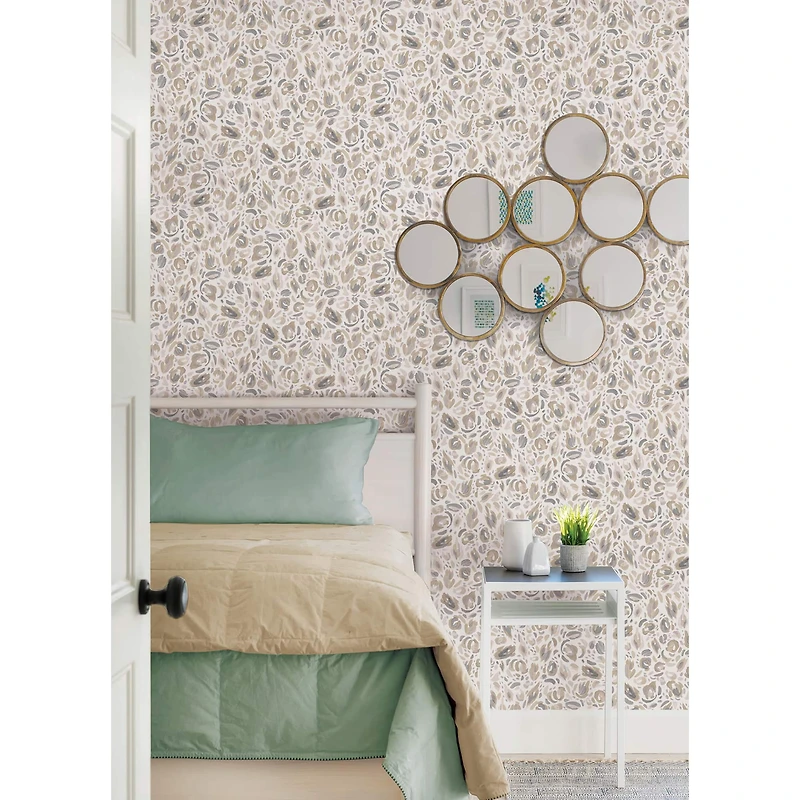 RoomMates Neutral Brushstroke Leopard Peel & Stick Wallpaper