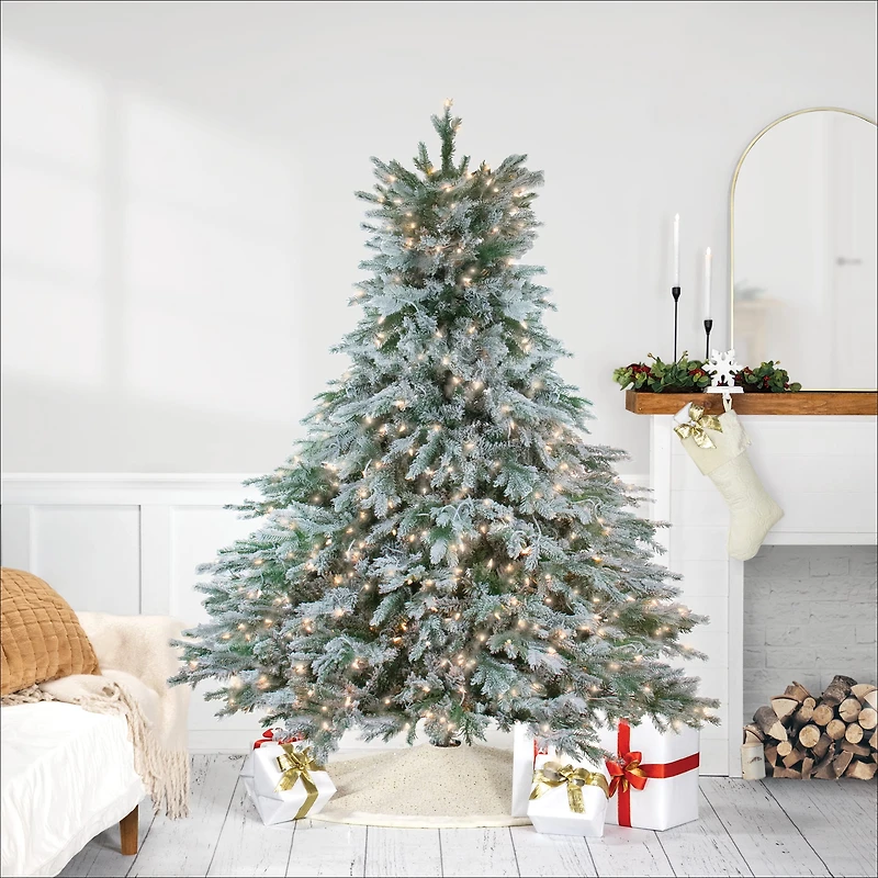 6.5ft. Pre-Lit Real Touch™️ Flocked Jasper Balsam Fir Artificial Christmas Tree, Clear Lights