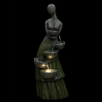 39" LED Modern Woman Tiered Outdoor Garden Water Fountain