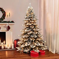 6.5ft. Pre-Lit Flocked Royal Majestic Spruce Artificial Christmas Tree, Clear LED Lights