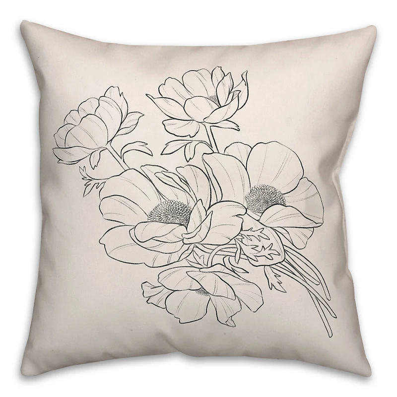 Poppy Floral I 18" x 18" Throw Pillow