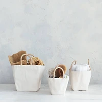 Hello Honey® Natural Cotton Canvas Containers with Braided Raffia Handles, 3ct.