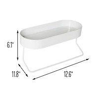 Honey Can Do White Wall Mounted Bathroom Shelf with Towel Bar & Oval Top Tray
