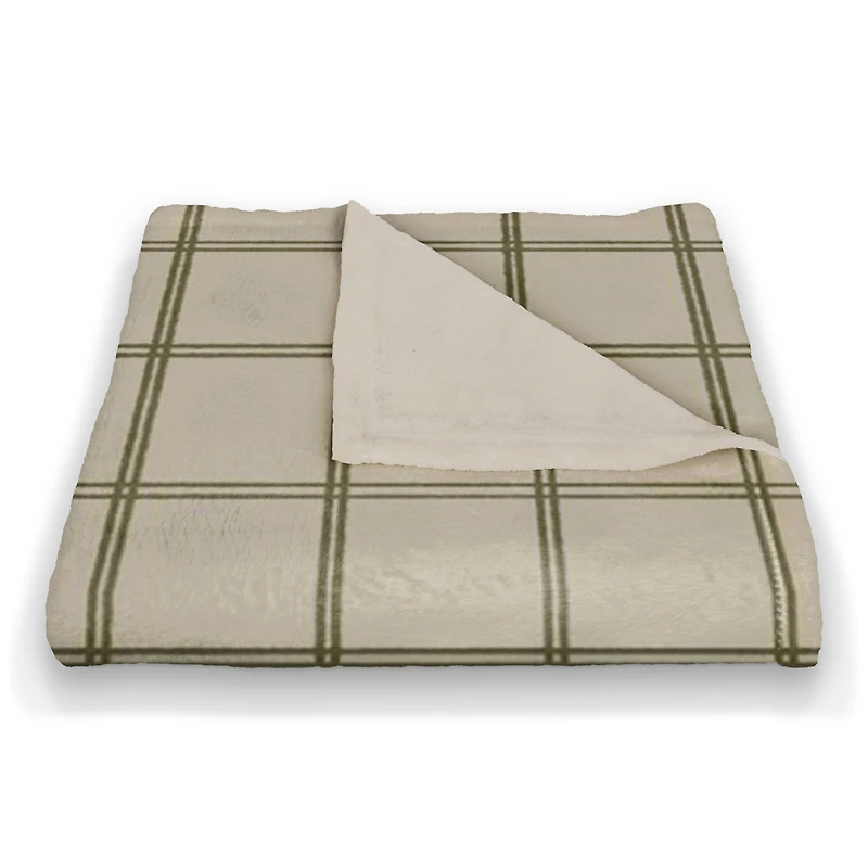 Cream and Check Coral Fleece Blanket