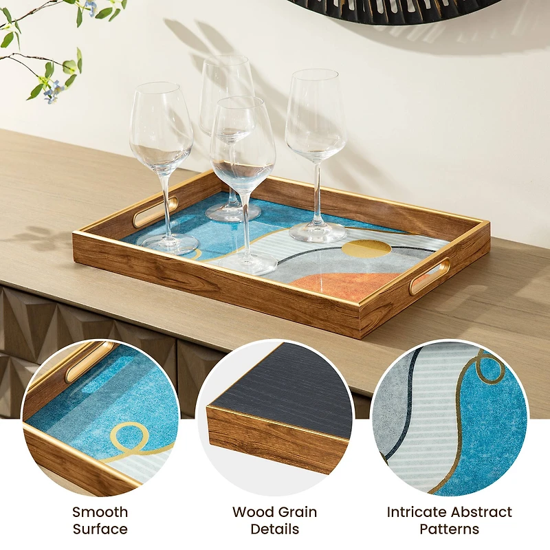 Glitzhome® Rectangle Abstract Patterned Decorative Trays Set