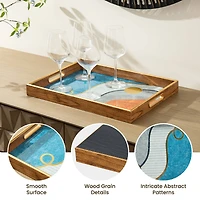 Glitzhome® Rectangle Abstract Patterned Decorative Trays Set