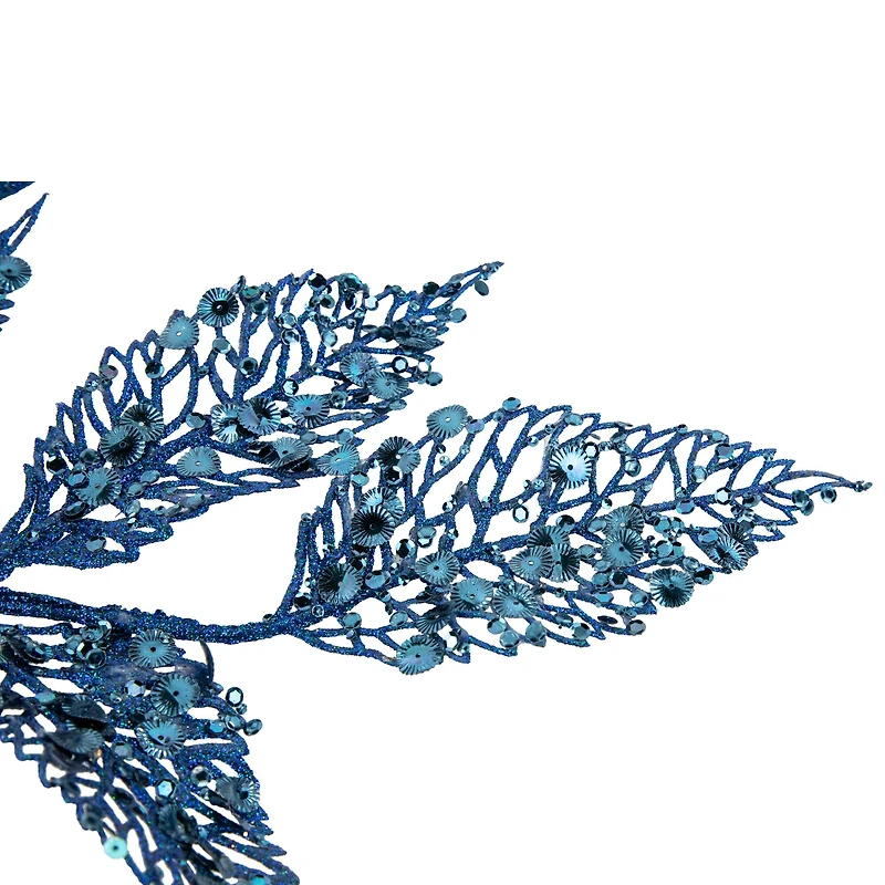 Glittered Blue Fern Christmas Spray