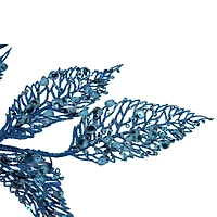 Glittered Blue Fern Christmas Spray