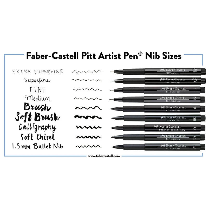 Faber-Castell® PITT® 8 Piece Black Artist Pen Set