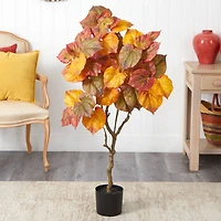 4ft. Potted Autumn Umbrella Ficus Fall Artificial Tree