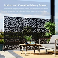 Glitzhome® 6ft. Black Galvanized Steel Irregular Geometric Pattern Privacy Screen Fence Panel & Room Divider
