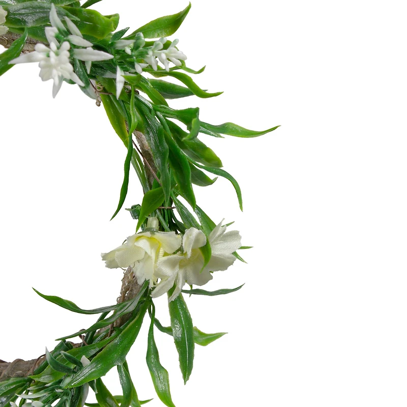 7" Mini White Floral & Foliage Spring Wreath