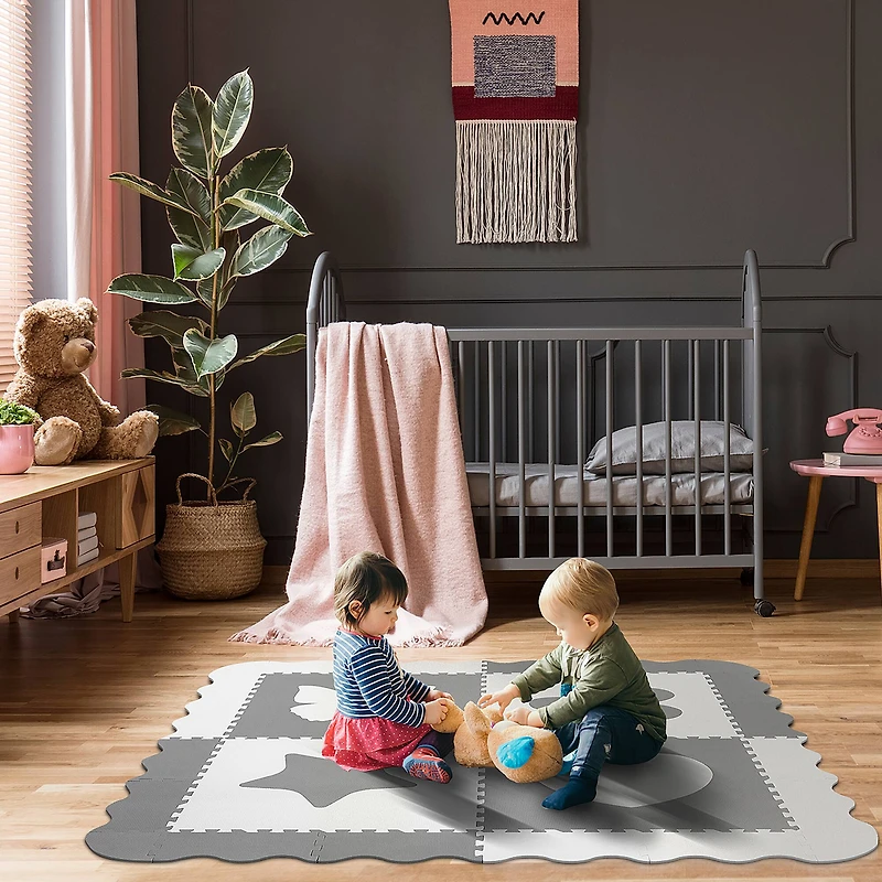 Sorbus 24" Gray & White Interlocking Baby Play Mat