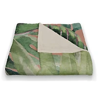 Tropical Palm Jungle Fleece Throw Blanket