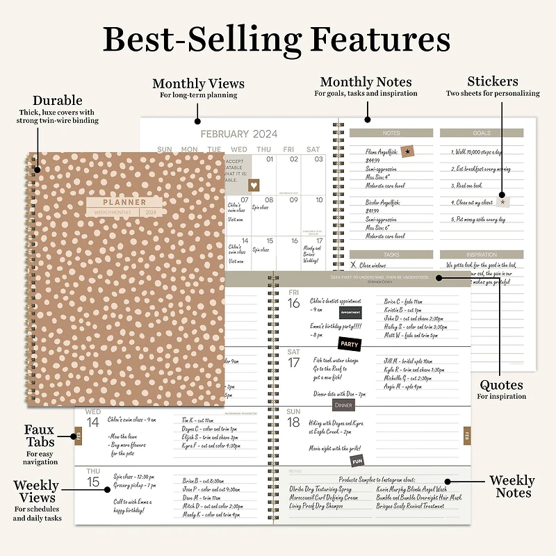 TF Publishing 2024 Pretty Woman Polka Dot Large Planner