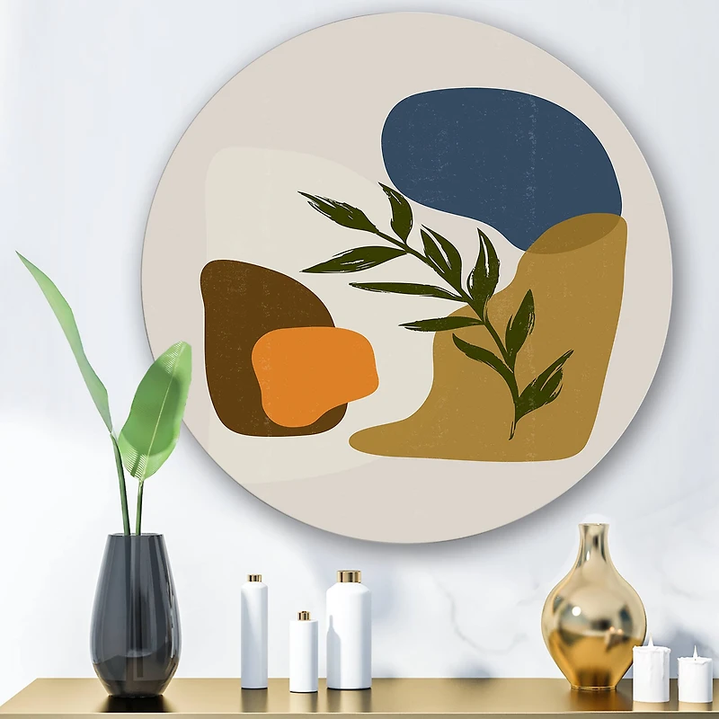 Designart - Botanical Minimalist Shapes With Green Leaf