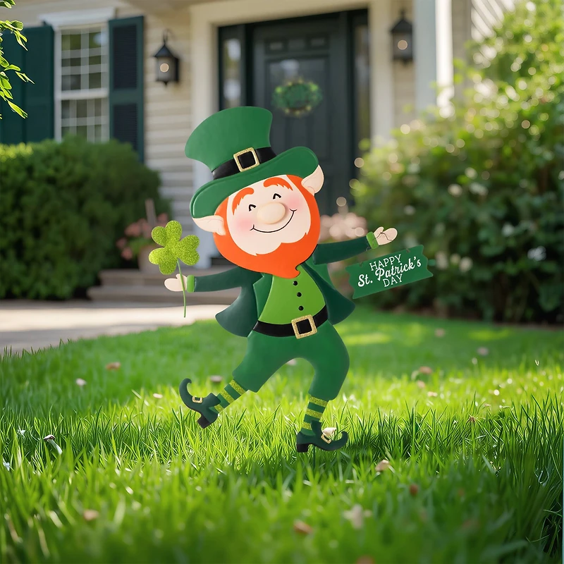 Glitzhome® 36" St.Patrick's Metal Leprechaun Yard Stake