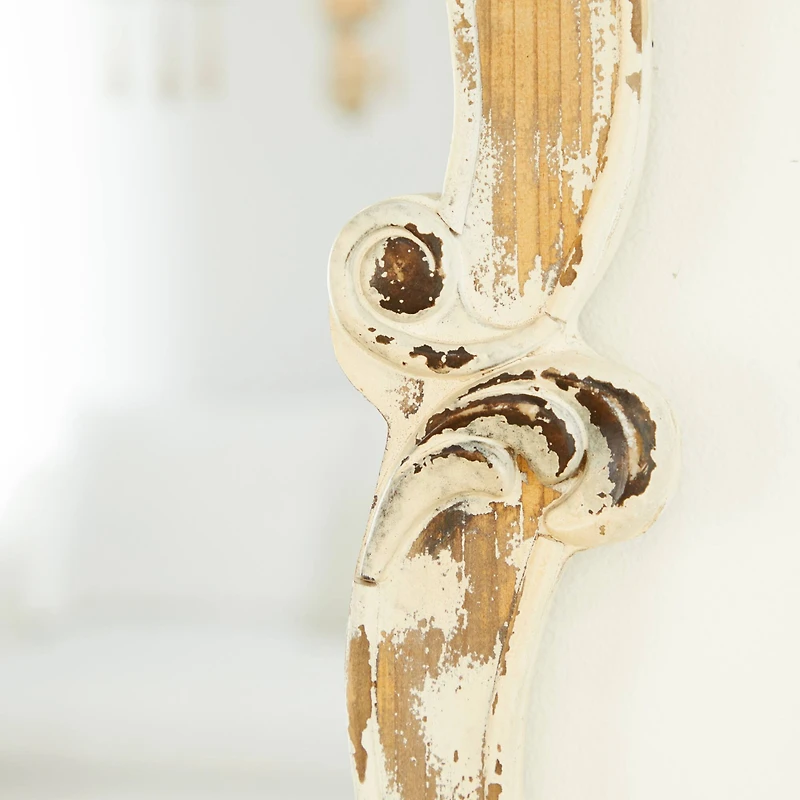 Cream Vintage Wood Wall Mirror, 39" x 25"