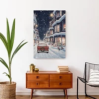 Snowy Christmas Village Canvas Wall Art