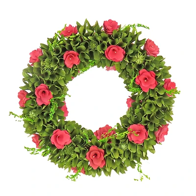 18" Hot Pink Spring Floral Wreath