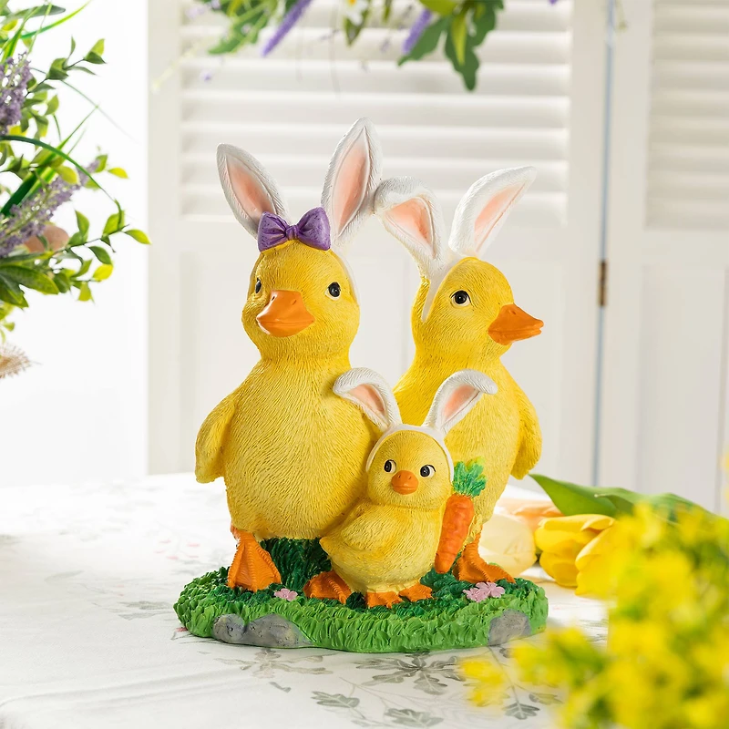 Glitzhome® 11.5" Easter Resin Duck Family Table Decor