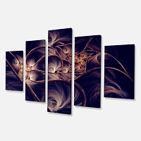 Designart - Dark Gold Fractal Flower Pattern - Contemporary Canvas Art Print
