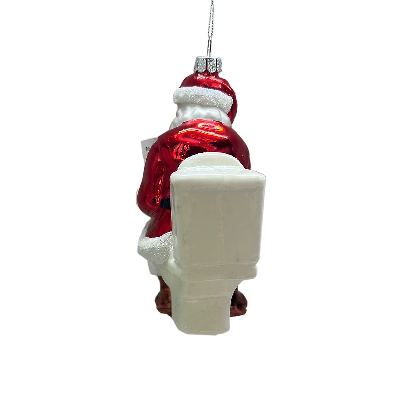 5.25" Santa on Toilet Glass Ornament by Ashland®