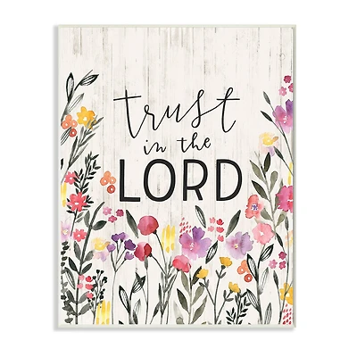 Stupell Industries Trust in the Lord Proverb Spring Watercolor Flowers Wall Plaque