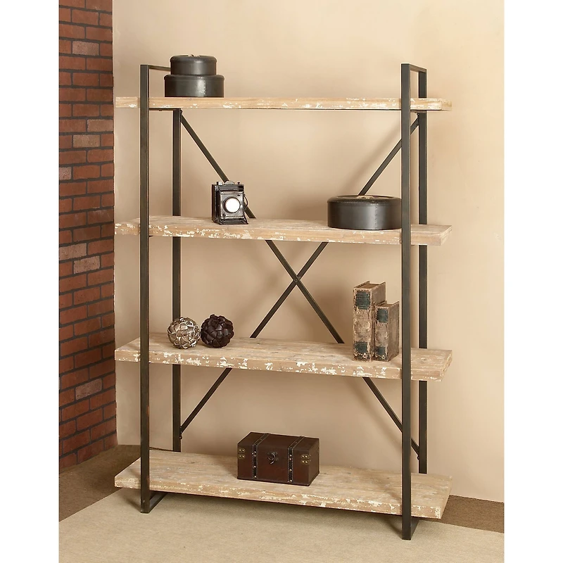 Brown Wood & Metal Industrial Shelving Unit