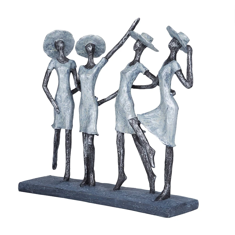 Grey Polystone Traditional Sculpture, Ladies 13" x 15" x 4"