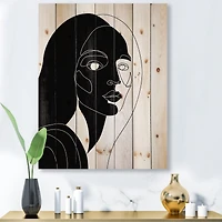 Designart - Retro Monochrome Minimal Portrait of Young Woman